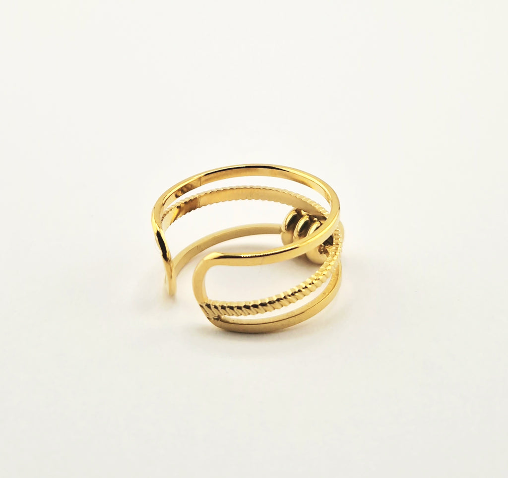 Bague Paola dorée en acier inoxydable avec triple anneau élégant