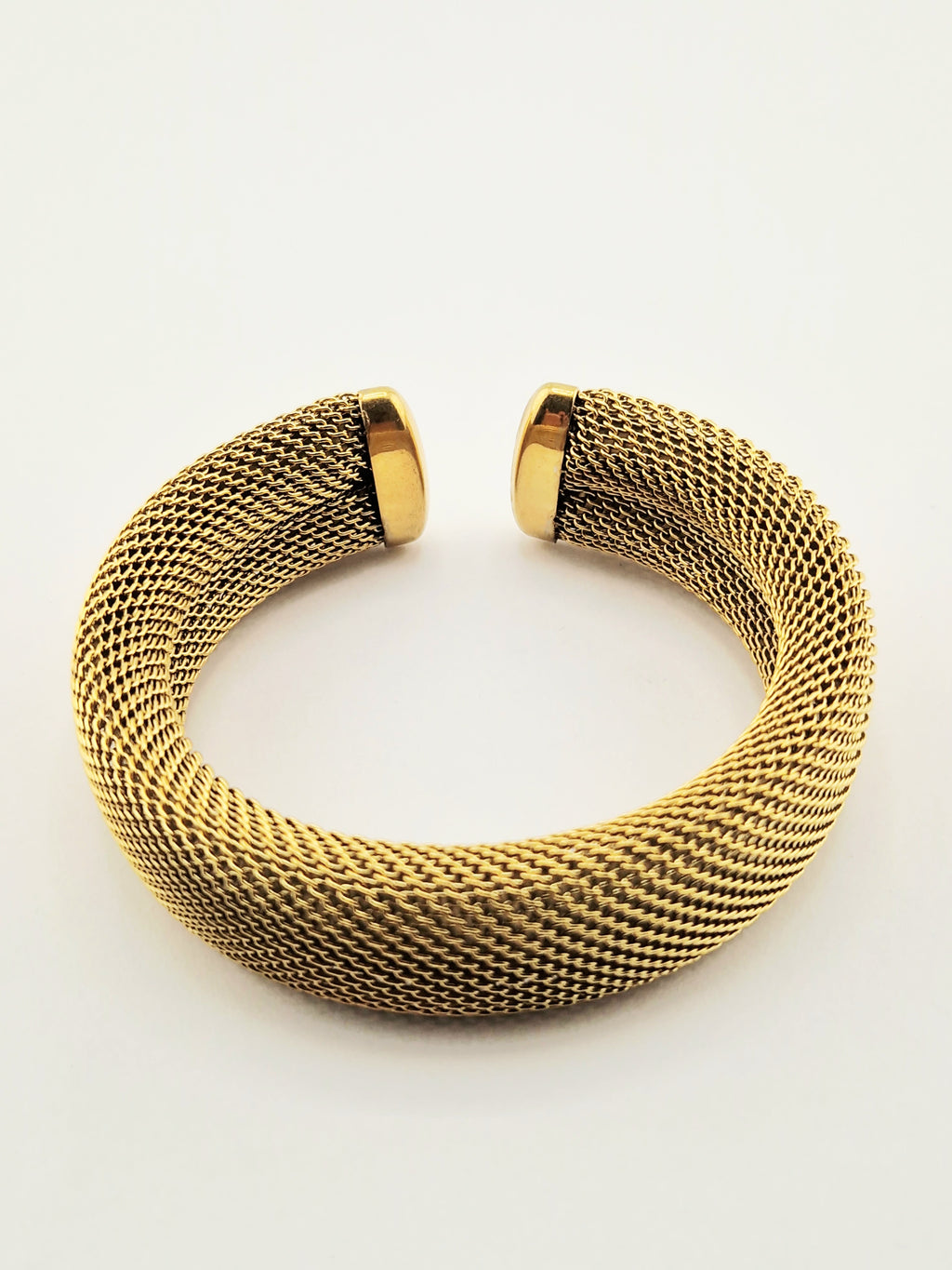 Jonc Apollonia doré en acier inoxydable maille fine diamètre 7 cm