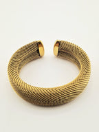 Jonc Apollonia doré en acier inoxydable maille fine diamètre 7 cm