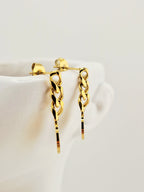 Boucles d’oreilles dorées femme chaîne gourmette et médaillon rond brillant