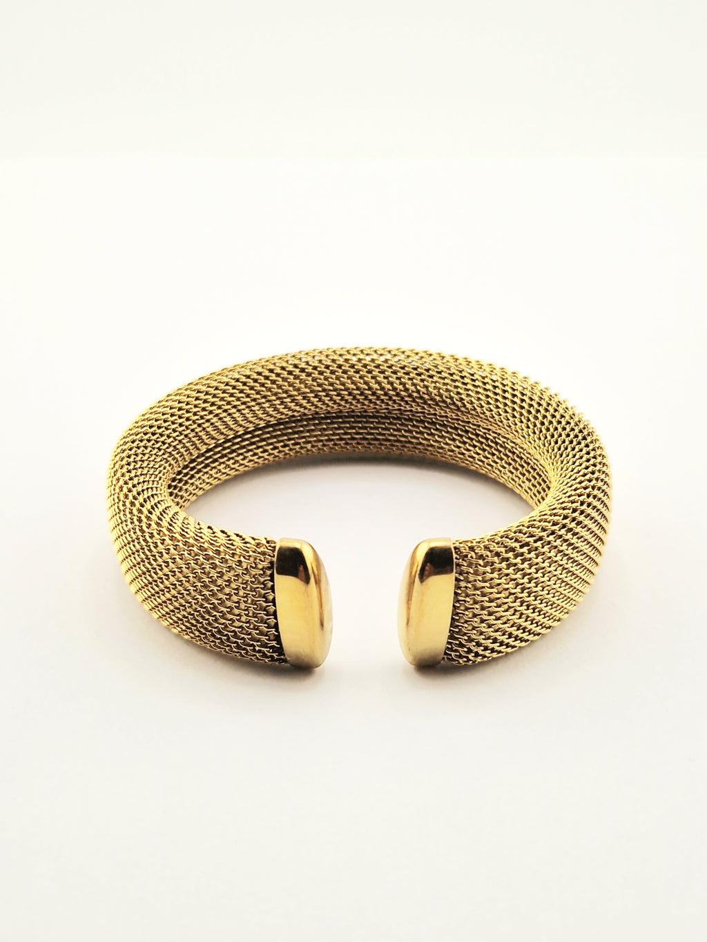 Jonc Apollonia doré en acier inoxydable maille fine diamètre 7 cm