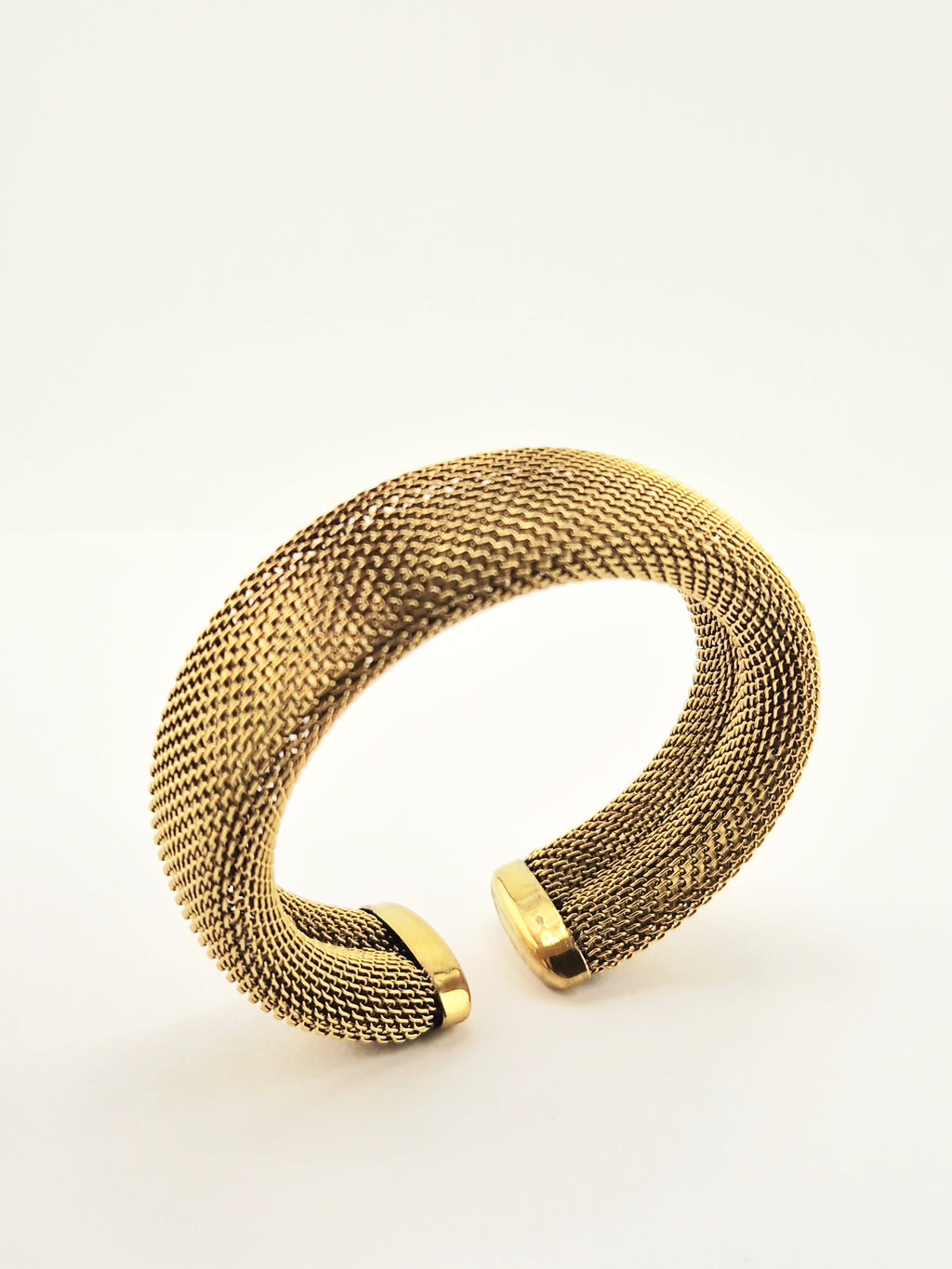 Jonc Apollonia doré en acier inoxydable maille fine diamètre 7 cm